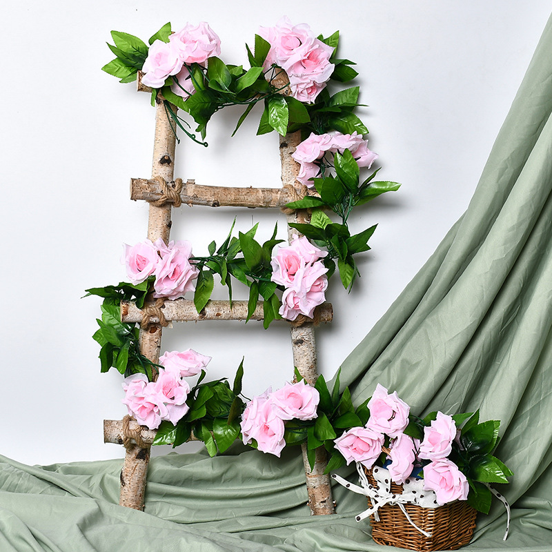 Artificial Flower Rose Rattan Living Room Set Wedding Indoor and Outdoor Decoration Door Head Fake Green Plant Plastic Rose Vine