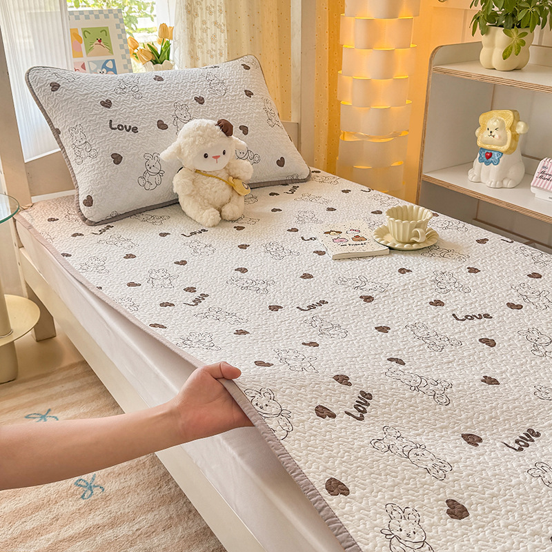 Cartoon Student Single Bed Cover Double-Sided Pure Cotton Blanket 0.9m Dormitory Bed Thin Mat Pure Cotton Wholesale
