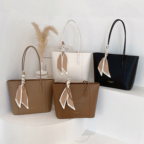 Large Capacity Bags  New Fashion Texture Shoulder Bag Solid Color Women's Bag Simple Tote Bag Commute Large Bag