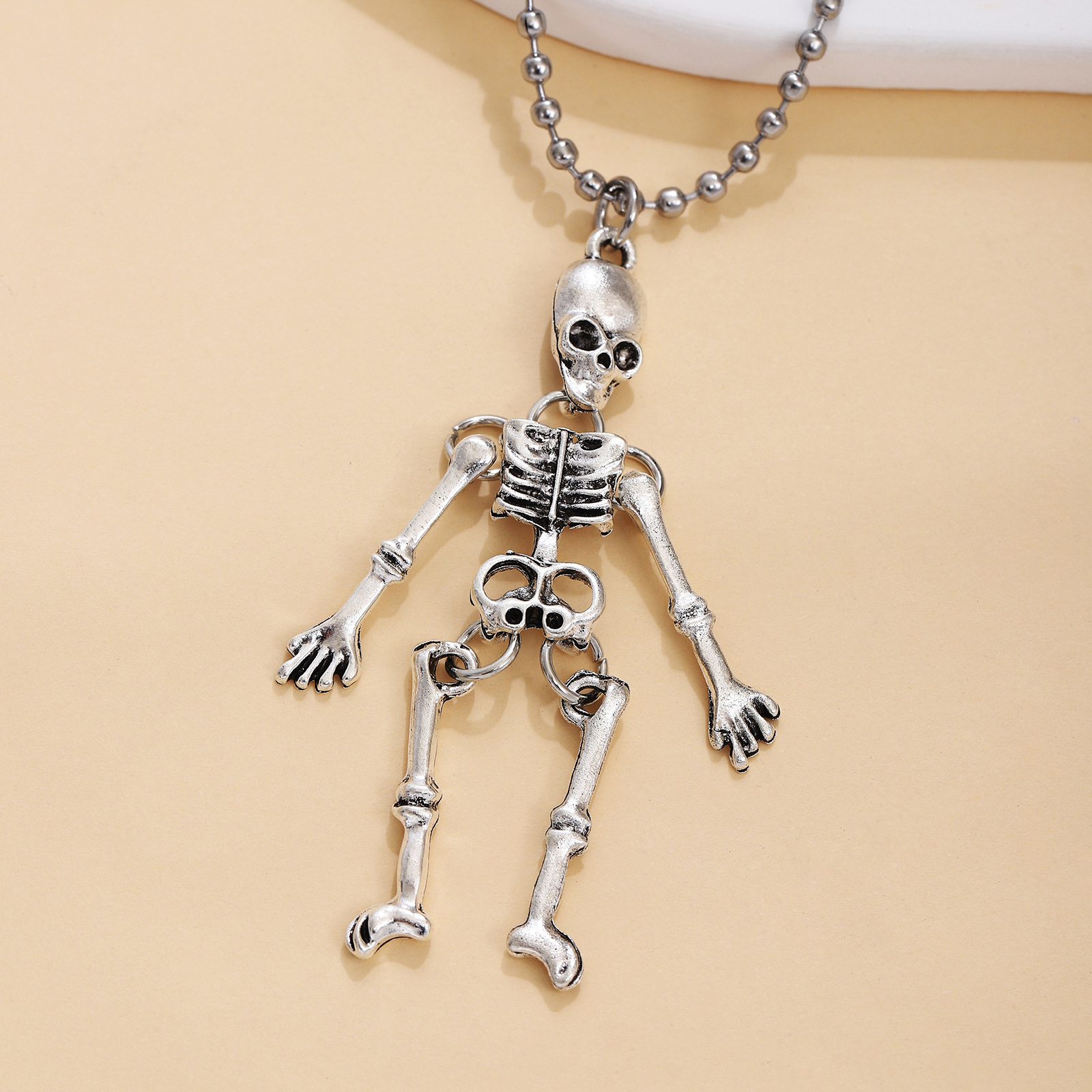 Collier pendentif squelette creux en acier inoxydable, style punk vintage européen et américain, pour homme_voghion.com