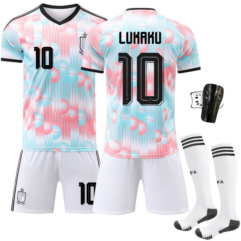 2526 World Cup Belgium Away Jersey No. 7 De Bruyne Football Uniform No. 10 Lukaku White Football Uniform