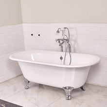 定制爱唯欧椭圆形独立式铸铁搪瓷浴缸 酒店公寓浴缸 光滑耐脏