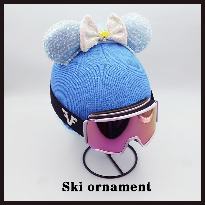 Versatile Personality Ski Helmet Blue Pearl Veil Handmade Accessories Detachable Equipment Helmet Cover Decoration