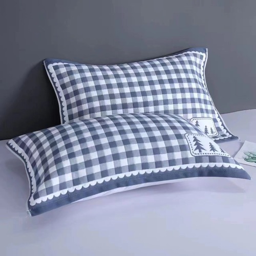 Cushion towel gauze large sweat-absorbing single person pillow towel student unit simple cartoon four seasons style pillow cover live broadcast 