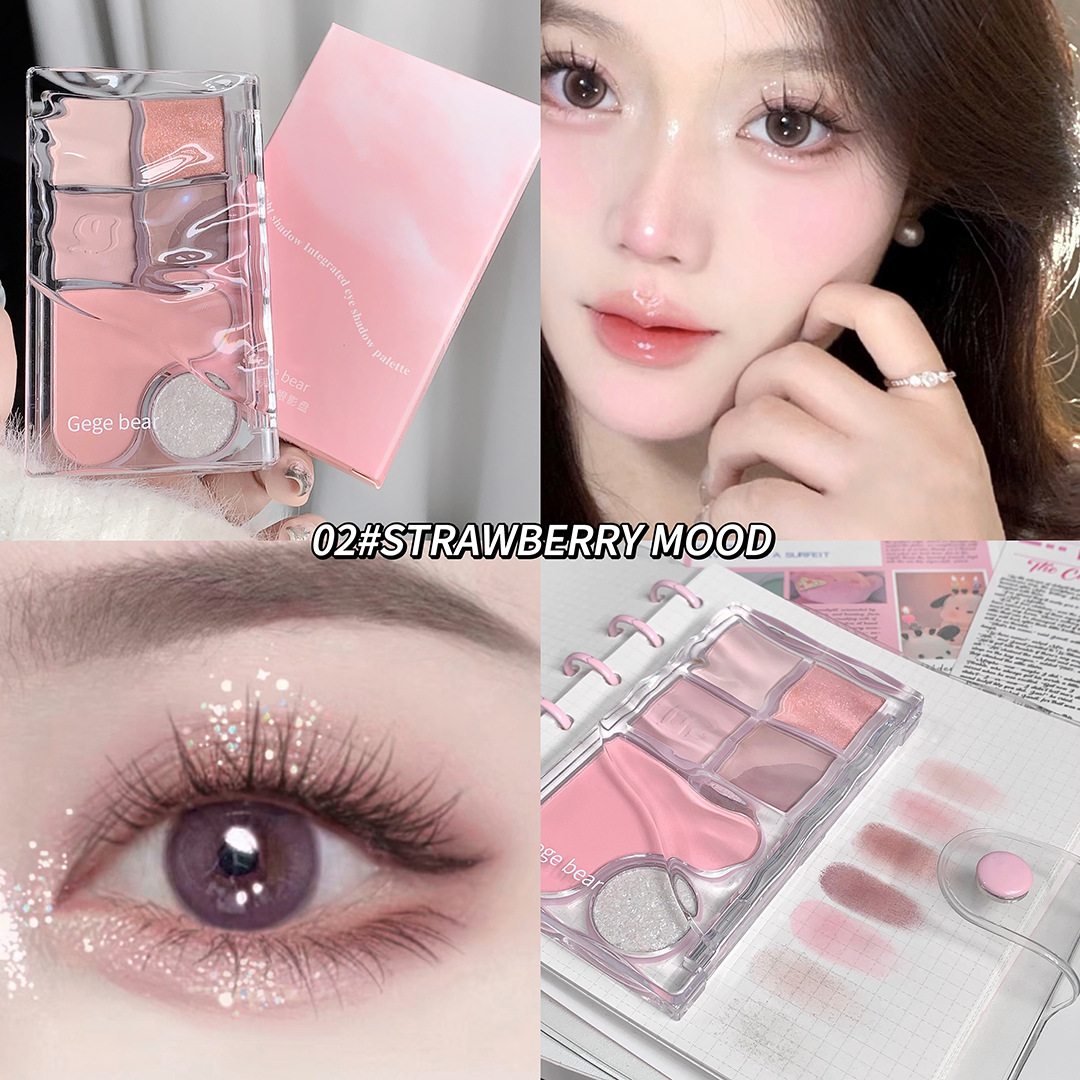 Gege bear light shadow eye shadow integral blush matte eye shadow blush en un disco maquillaje cosmético al por mayor