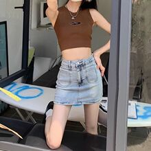 夏季弹力2024年高腰牛仔短裙女包臀显瘦防走光辣妹a字裙高腰显瘦