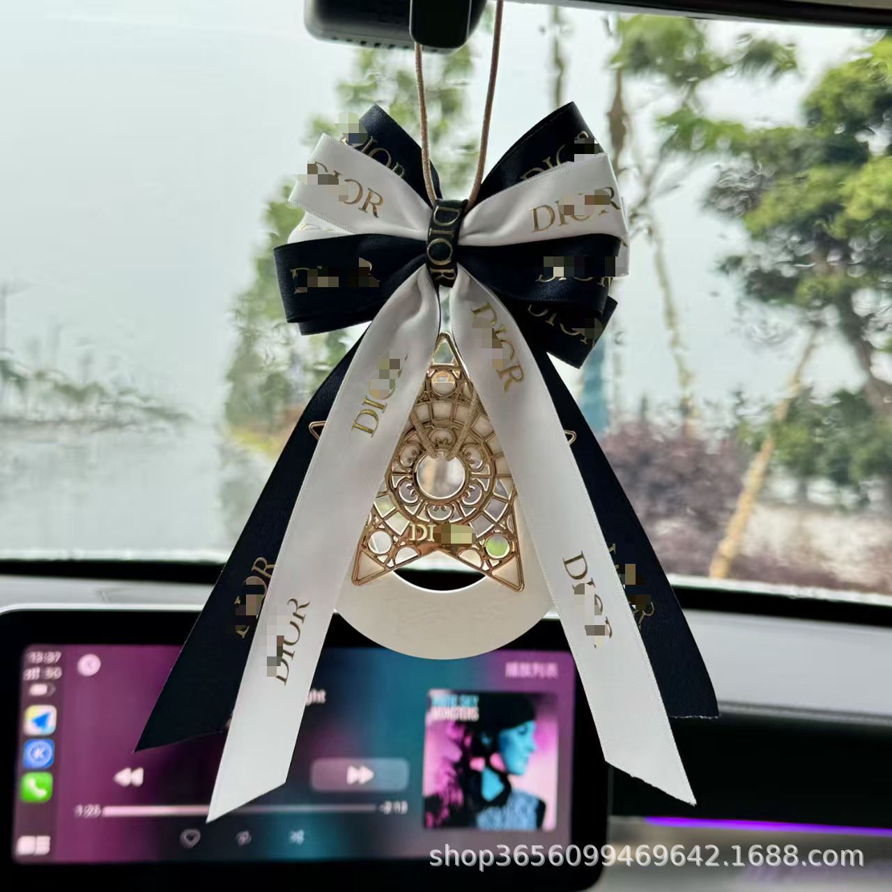 Luxury Star Car Hanging Ornament with Ribbon, Lucky Star Car Pendant, Aroma Diffuser Stone, Car Hanging Decoration, Fragrance Aromatherapy