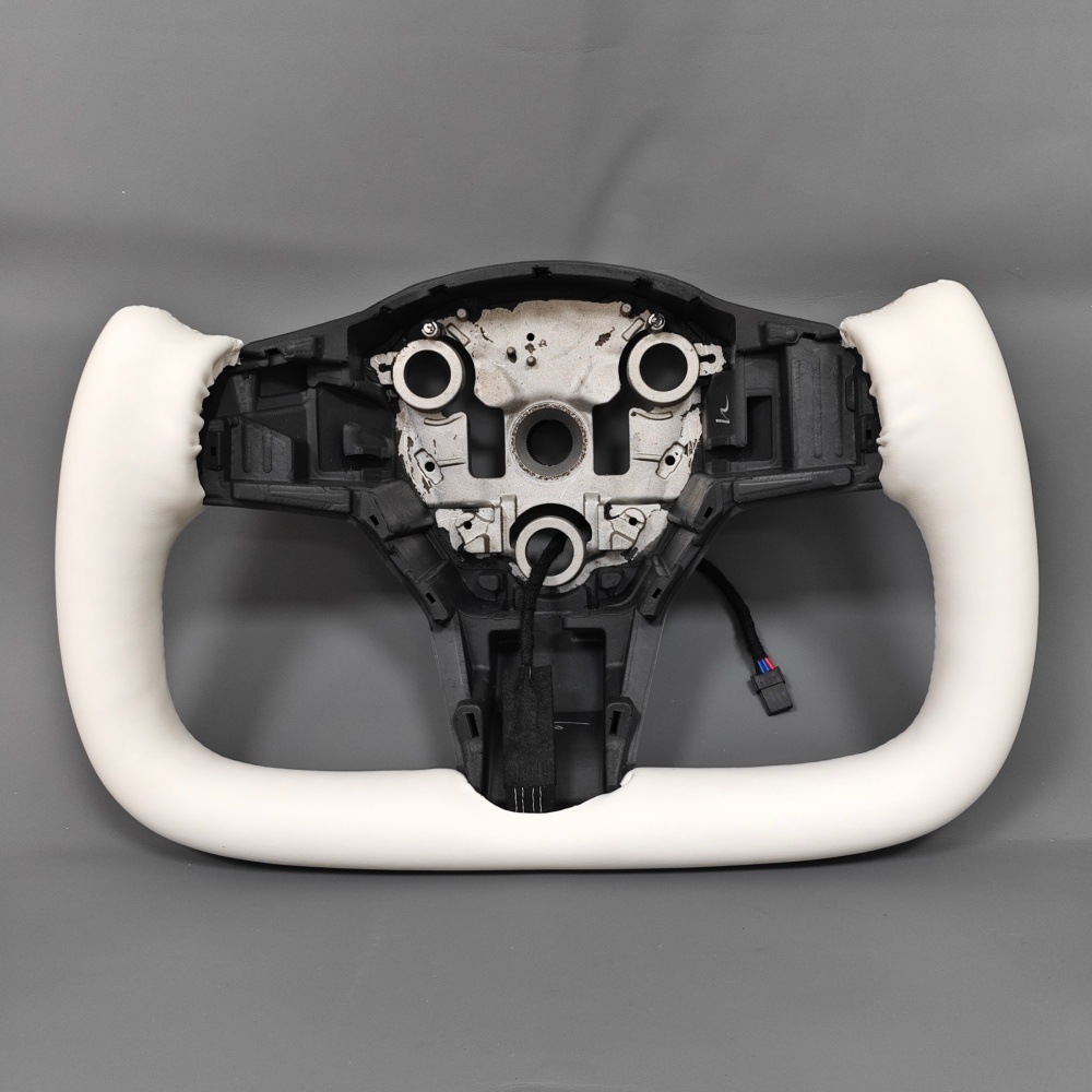 Suitable for Tesla Model 3/Y Nappa Leather Yoke Sports Square Integrated Heated Steering Wheel Frame Modification