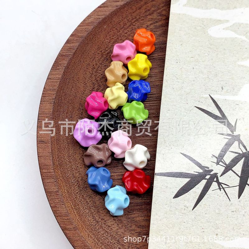 diy饰品配件亚克力小陀螺褶皱裙边隔珠项链手机链橫孔串珠散珠|undefined