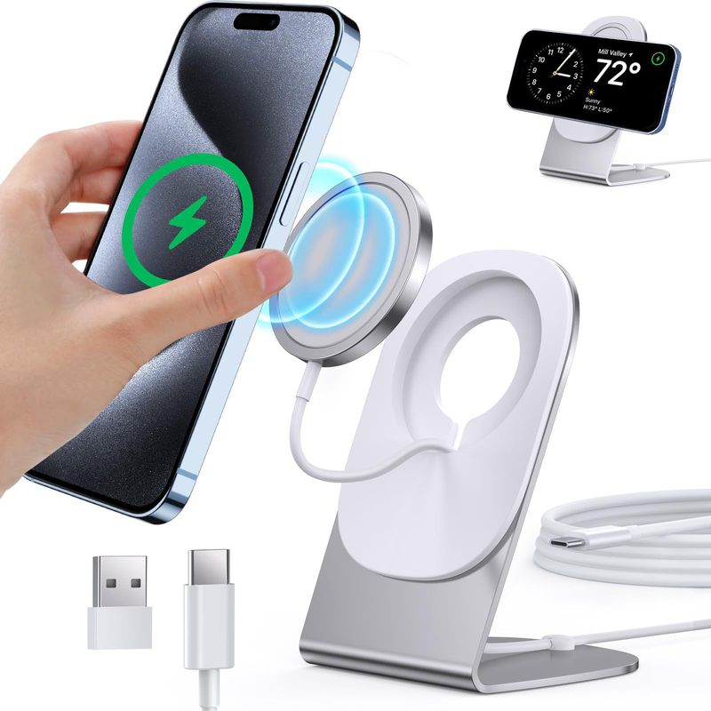 卸売マグセーフ磁気吸引無線充電器15w携帯電話充電器デスクトップ携帯電話スタンド無線充電取り外し可能|undefined