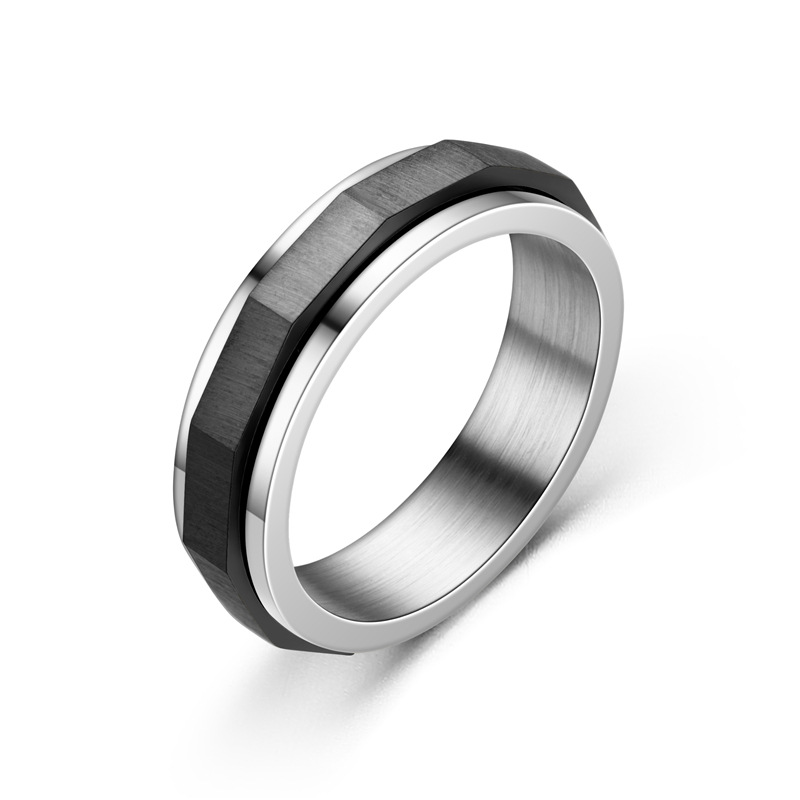 Plating Design Retro Classic Style Geometric Titanium Steel Plating Unisex Rings Men Band Rings