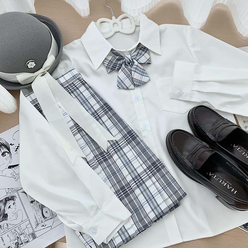 (2개) XIAOBAI 반팔 JK 셔츠 여성 가을 ??교복 일본식 교복 감각 반팔 코너 셔츠 여성 여름 시원함