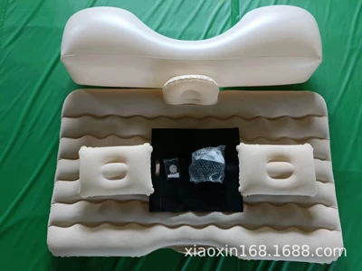 Vehicle-mounted inflatable bed Portable Inflatable Mattress - warm-rice-rear-wave-pattern-inflatable-bed-long-legs-2-pillows-2