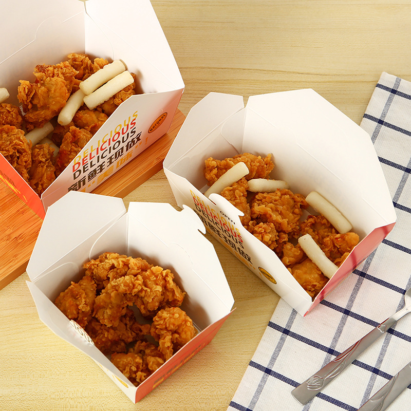 Caja de comida desechable personalizada para llevar caja de embalaje de pollo arroz pollo filete frito caja de piernas de pollo frito estilo coreano image 5