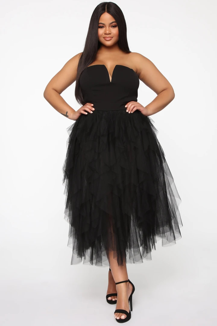 2021 Otoño e Invierno Comercio exterior nuevos productos eBay Amazon transfronterizo europeo y americano mujeres gran swing malla tubo superior sexy vestido de noche image 4
