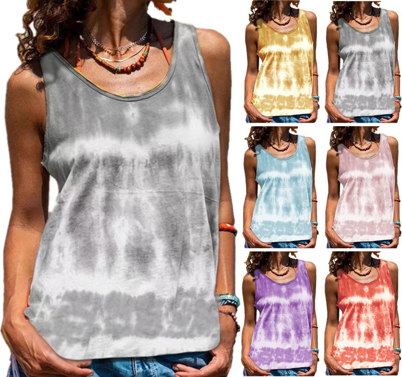 Women's T-shirt Sleeveless Tank Tops Printing Fashion Tie Dye display picture 1