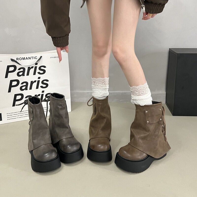 Retro Thick-Soled Short Boots for Women, 2026 Autumn New Style, Trendy Pleated Leg Boots, Western Cowboy Boots, Martin Boots Retro Thick-Soled Short Boots for Women, 2026 Autumn New Style, Trendy Pleated Leg Boots, Western Cowboy Boots, Martin Boots