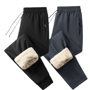 Cross-border Winter Lamb Fleece Pants Men's fleece-lined Warm Casual Sports Pants Loose Straight plus size Cotton Pants