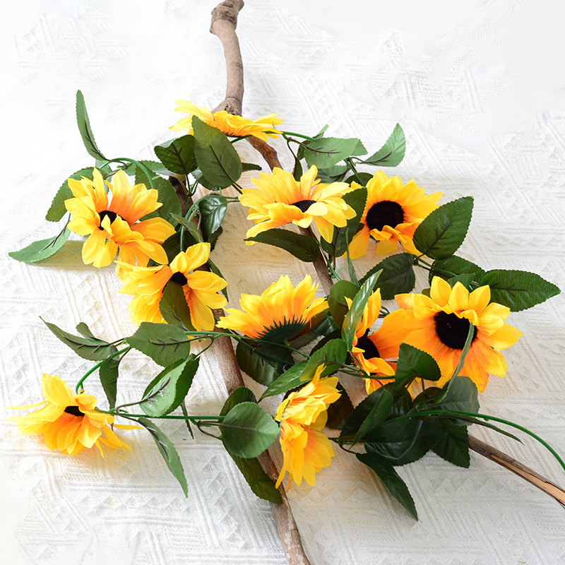 Flor de girasol vid flor artificial hogar Sling Decoración girasol vid fotografía apoyos flor falsa al por mayor
