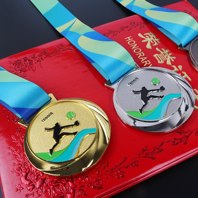 Medalla de metal listado de metal producción tenis oro y plata juegos de cobre competencia medalla Medalla Premio Conmemorativo producción