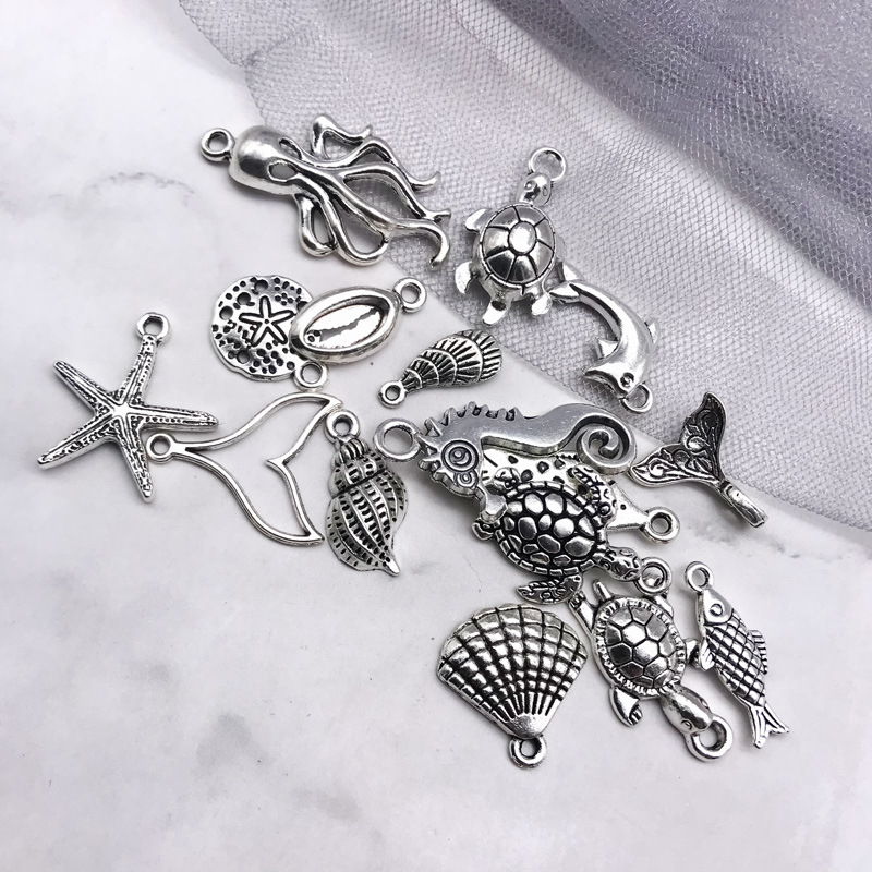 1g Weight Pendant Jewelry Making Type DIY Jewelry Accessories Classification 1 Piece Quantity Alloy Material Tortoise, Animal, Starfish, Ocean, Hippocampus, Shell Pattern Plating Design Cartoon Style, Retro Style 1 Piece Alloy Tortoise Animal Starfish Pendant DIY Jewelry Accessories 9