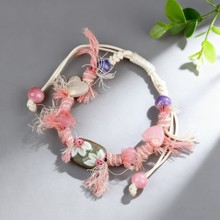 景德镇小清新手工捏花手绳 文艺手工陶瓷饰品景区货源摆摊批发