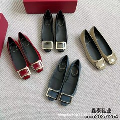 东莞厂家！RV平底鞋漆皮方扣单鞋女通勤浅口方头女鞋春夏经典款