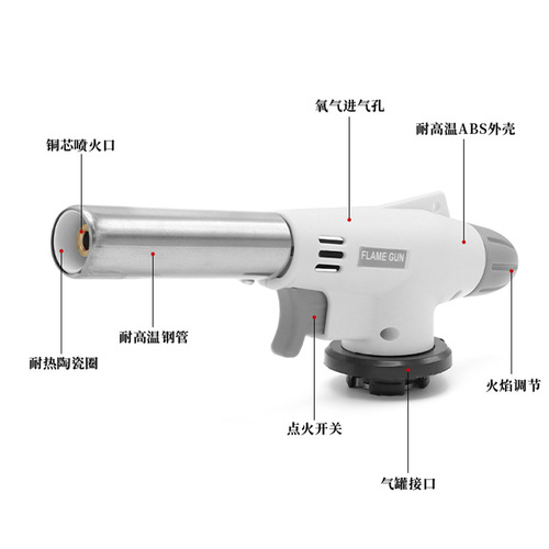 Outdoor barbecue kitchen baking igniter cartridge gas flame gun flame gun ceramic core spray gun small welding gun manufacturer