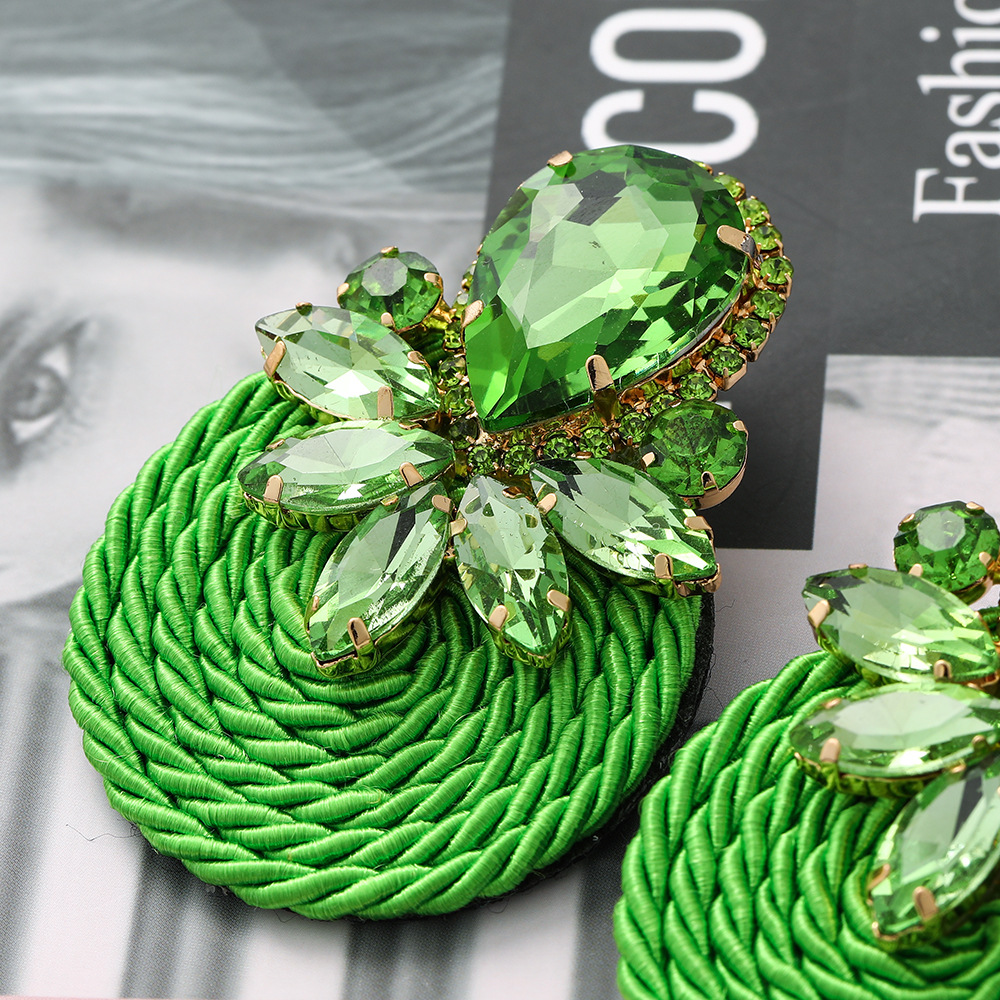 fashion round diamond braided earrings