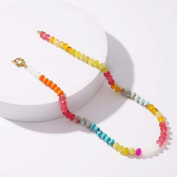 15g Weight Lobster Trigger Clasp Closure Clasp Closure Type Necklace Classification Beaded Chain Chain Type 1 Piece Quantity Daily, Street Occasion natural stone Material Geometric Pattern Women's Gender Simple Style Style Simple Style Geometric Natural Stone Beaded Chain Necklace 25