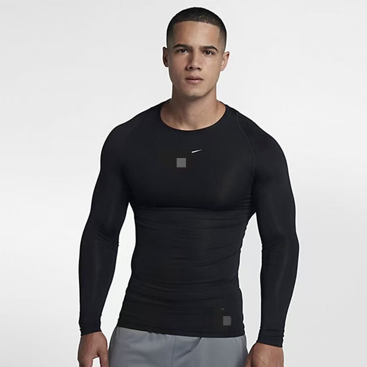 American Sports Bodysuit Men's Long-Sleeved Pro Quick-Drying Basketball Training Fitness Clothing Running High-Elastic Breathable Suit