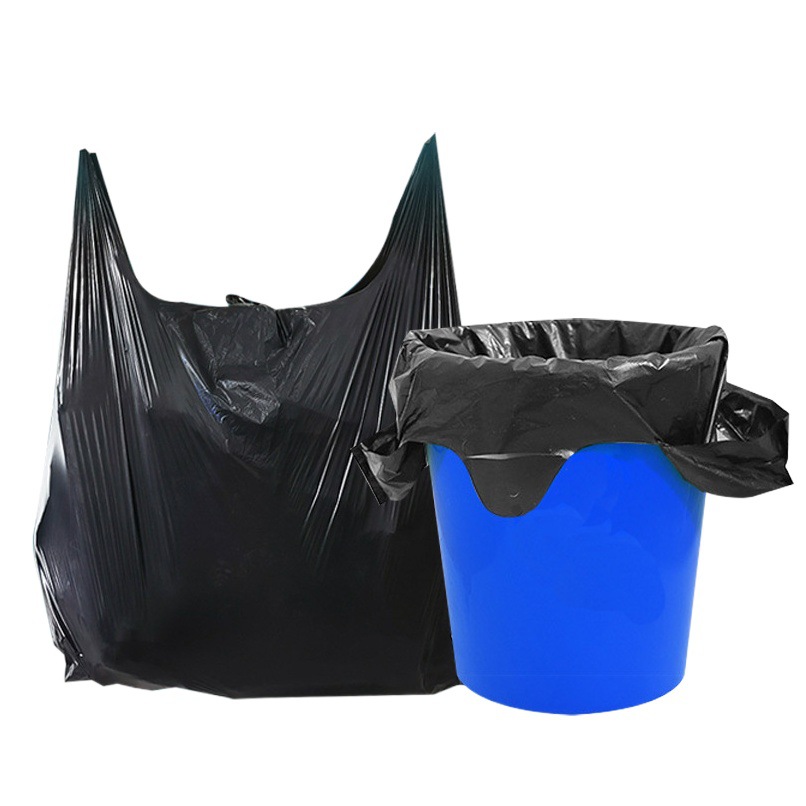 Black Garbage Bag Vessel Type Flat Mouth Large Garbage Bag Hotel Portable Large Garbage Bag Thickened Extra Thick Not Easy to Break