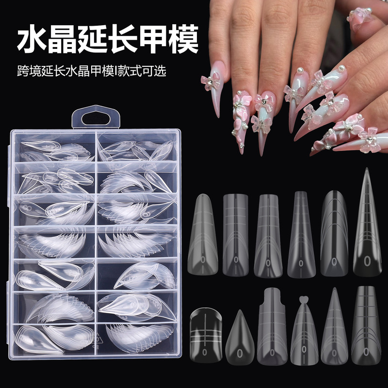 Cross-Border Hot-Selling Eagle Claw Nail Mold Crystal Extension Quick Phototherapy Paperless Nail Tips 140 Pieces Boxed Cat Claw Transparent Nail Film Cross-Border Hot-Selling Eagle Claw Nail Mold Crystal Extension Quick Phototherapy Paperless Nail Tips 140 Pieces Boxed Cat Claw Transparent Nail Film