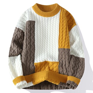 Autumn and winter warm round neck sweater men's autumn and winter teenagers thick new bottoming sweater