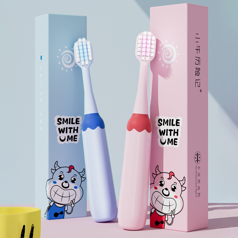 Calf Adventures 3-6-9 Years Old Children's Toothbrush Soft Hair Household Baby's Toothbrush Independent Box High Density Round Brush Handle