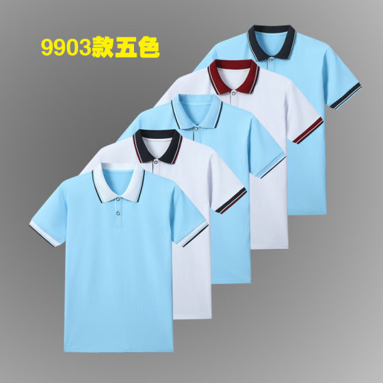 Summer School Uniform Customized Primary and Secondary School Students' Short-sleeved Class Clothes Junior Senior high school Students Graduation Photo Polo Shirt Work Clothes