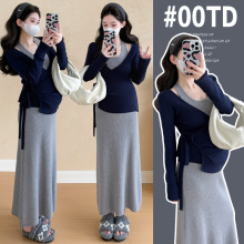 现货实拍新款孕妇加厚毛衣两件套大码孕妇套装潮妈显瘦韩版孕妇装