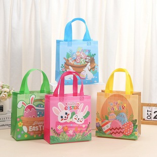 Easter rabbit handbag cartoon printing laminating non-woven bag birthday gift bag handbag in stock