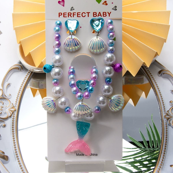 Blue necklace, chain, set