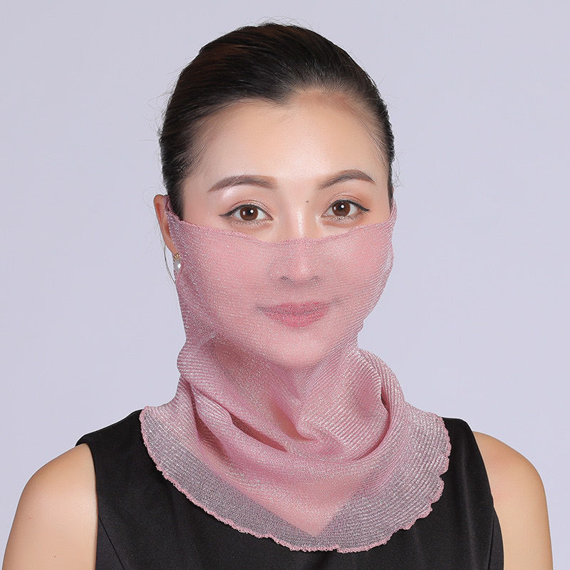 Cuello de orejas de alambre de oro para mujeres primavera y verano universal protector solar cuello de cuello multifuncional velo de cuello de cubierta de cabeza de seda pequeña bufalla