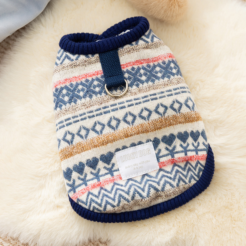 【10% off先行販売】秋冬新作フェアアイルスノーフレークベスト暖かい猫犬ペット服小中型|undefined