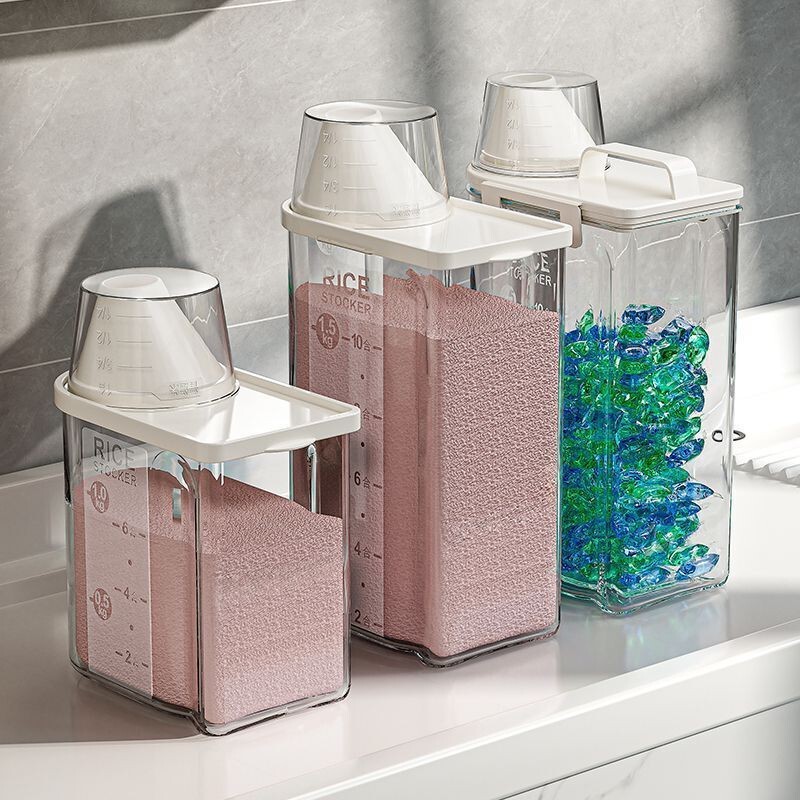 Laundry Powder Storage Box, Household Large-Capacity Laundry Detergent Container, Bucket-Style Laundry Liquid Container, Desktop Transparent Storage Box