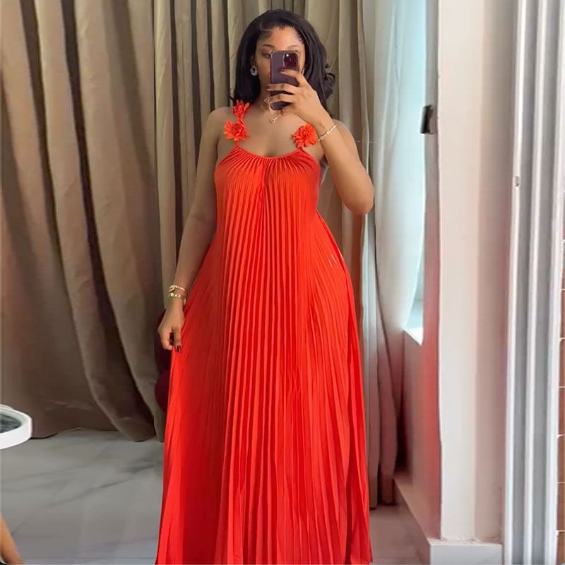 Sweetheart Neckline Backless Maxi Dress – Flowy Ruffled Sundress With Smocked Bust For Beach Vacations & Date Nights (Orange Red, S-Xxl)_ecoleips.com