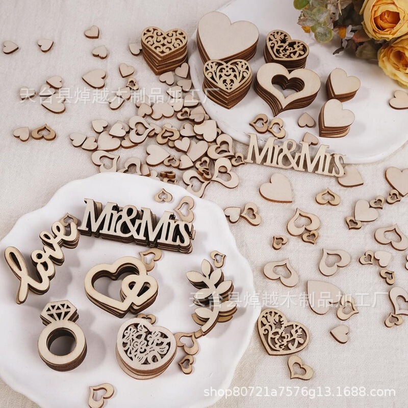 Wholesale Valentine's Day Heart-Shaped Wooden Pieces DIY Rings for Proposals, Wedding Table Decorations, Hollow Heart Combination Set of 394 Pieces Wholesale Valentine's Day Heart-Shaped Wooden Pieces DIY Rings for Proposals, Wedding Table Decorations, Hollow Heart Combination Set of 394 Pieces