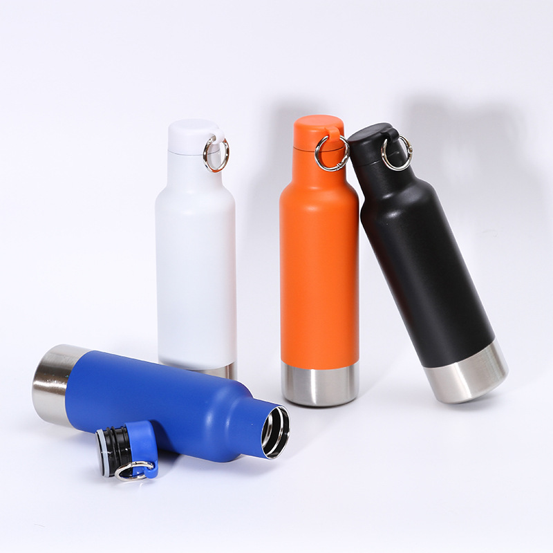 Deportes 304 termo de acero inoxidable taza al aire libre deportes portátiles botella agua con anillo elevación esmerilado vacío olla viaje por mayor