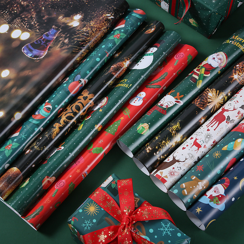 メーカークロスボーダースポット卸売クリスマス包装紙クリスマスギフトボックス包装紙両面カラー印刷束包装紙|undefined