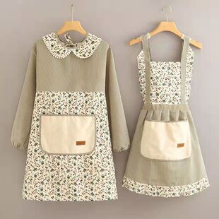 Apron Hand Wipe Pocket Long Sleeve Overalls Anti-fouling Home Kitchen Work Cooking Waist Ins Wind Foreign Trade Factory Wholesale