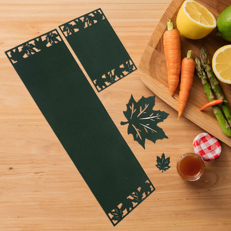 Suministro transfronterizo mantel de fieltro, festival de la cosecha, mantel de fieltro de hoja de arce, mantel de fieltro, mantel de fieltro, fieltro de lana de regalo, paisaje otoñal