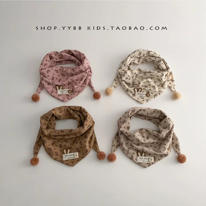 Children's scarf 2026 new autumn and winter windproof and warm triangular scarf for boys and girls, cute little rabbit neck warmer and shawl