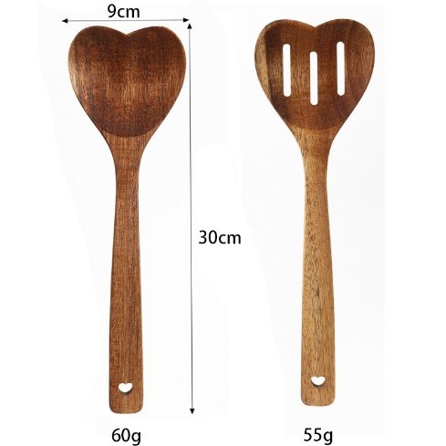 30cm 아카시아나무 러브스푼 + 소쿠리 opp 패키지
